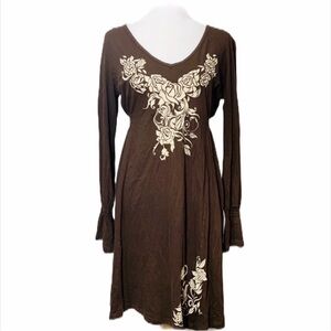 ROCK & ROLL COWGIRL Brown Embroidered Dress L